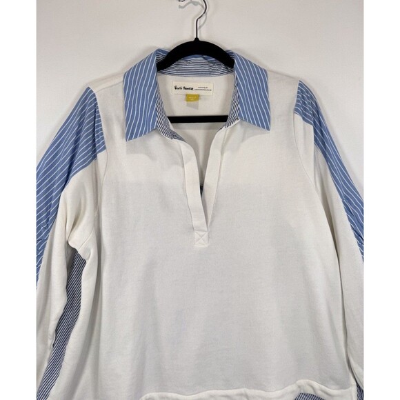 Anthropologie Pernille Rosenkilde Top White Remixed Striped Pullover Medium - Picture 8 of 13